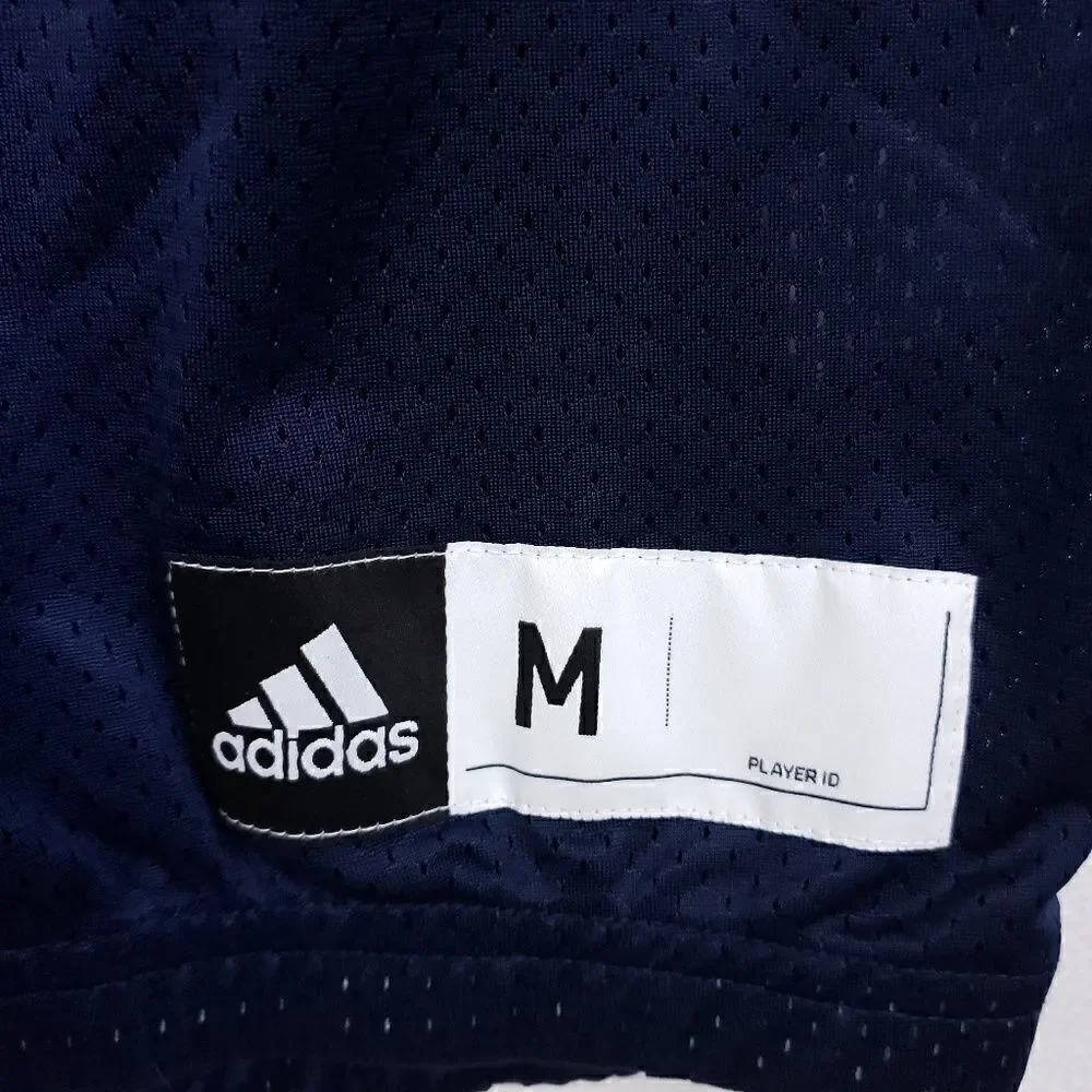 Adidas blue and white mesh long football jersey M